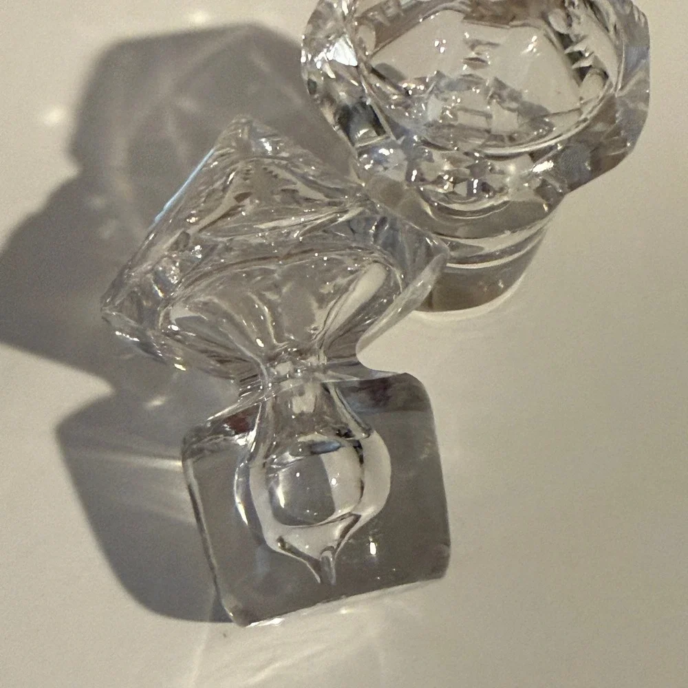 Vintage Clear Lead Crystal Decanter Stoppers Pyramid Diamond Cut Set of‎ 2 Heavy